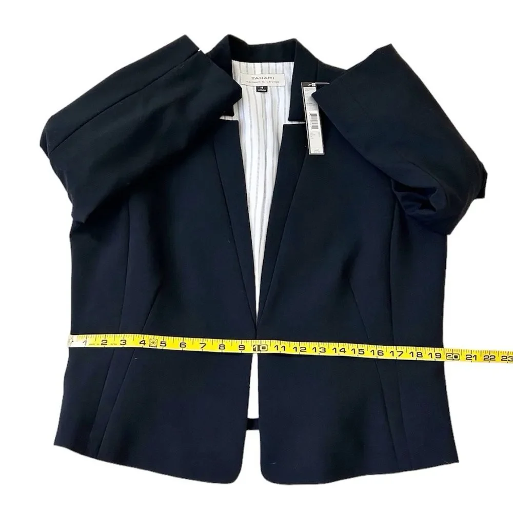Tahari ASL Women’s Inverted Notch Collar Black Flounce Skirt Suit Size 14